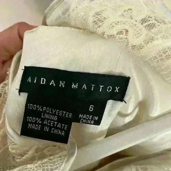 Aidan Mattox Cream Lace Overlay Women’s Fit/Flare Formal/Cocktail Dress Sz 6 - Picture 3 of 4